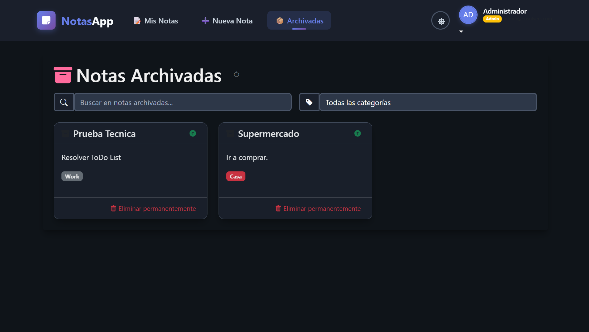 Notas archivadas