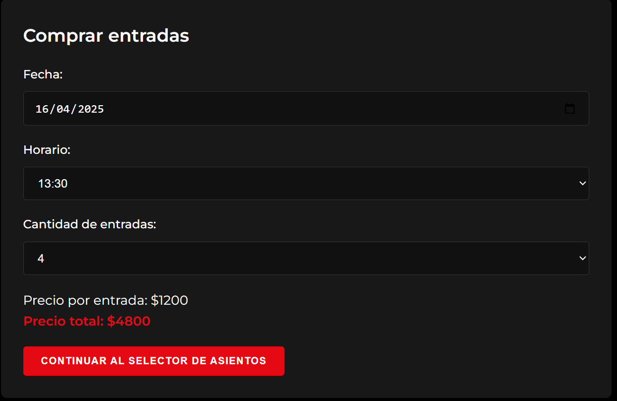 Selección de fecha, horario y entradas